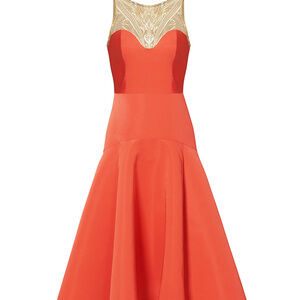 Marchesa Notte Warm Red Hi Low Gown NWT